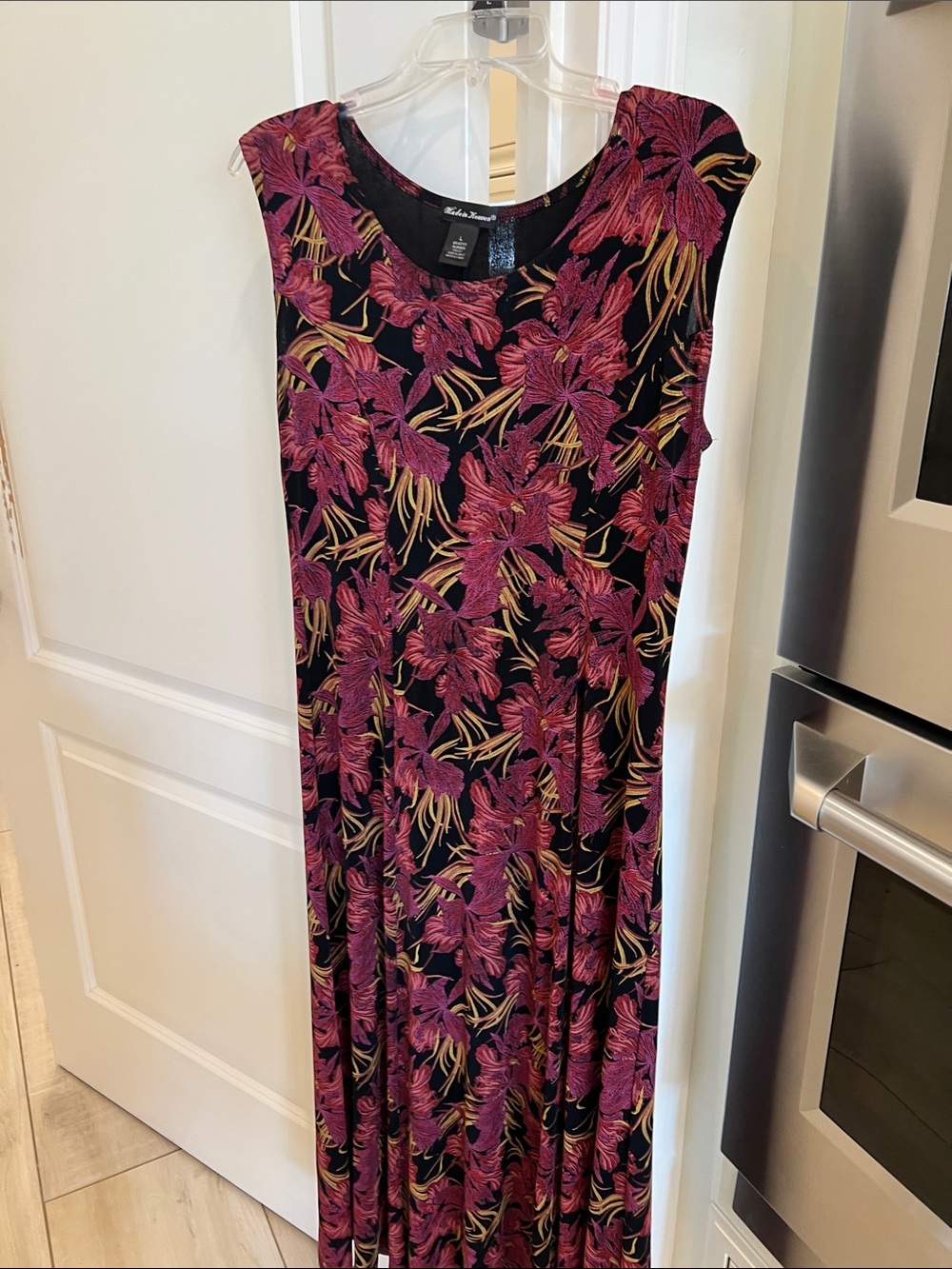 Floral Pink & Black Midi Dress